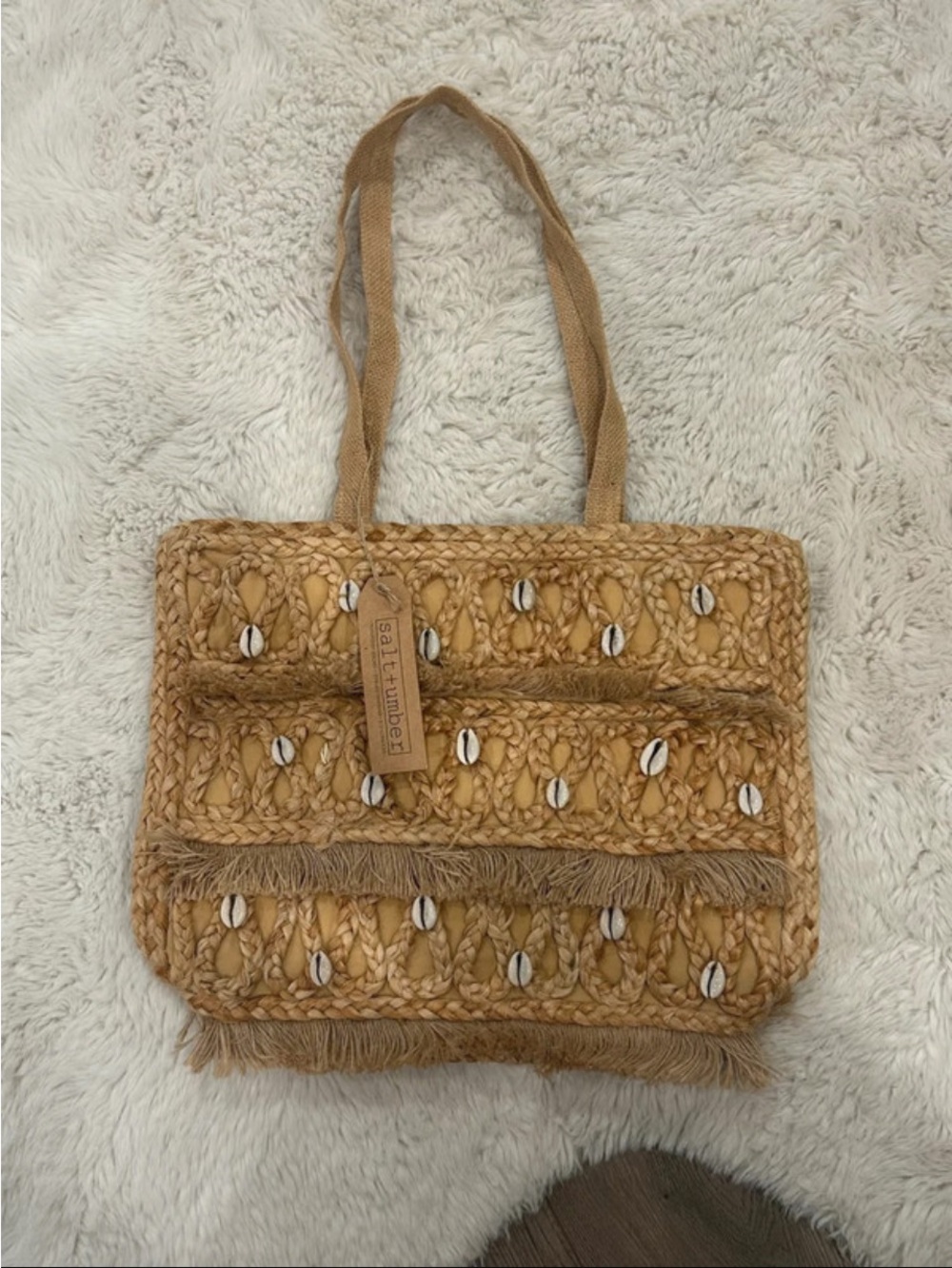 Salt + Umber Isla Jute Seashell Tote – Boho Beach Bag